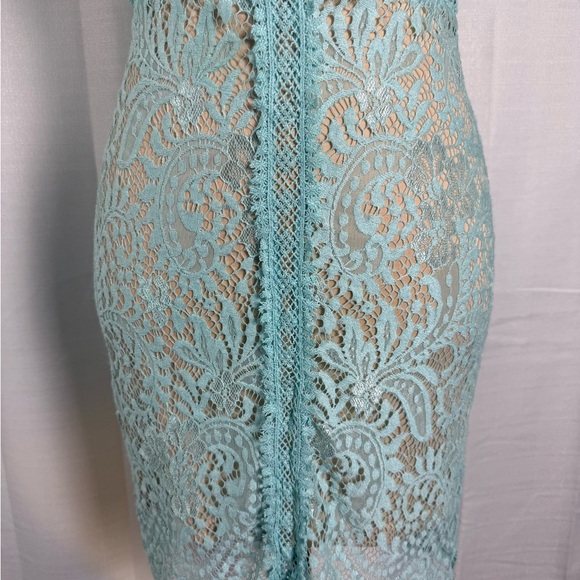 Mango Blue Tan Embellished Cut-Out Bodycon Dress - Picture 12 of 13